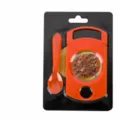 Ensemble outil ouvre fruit de la passion en acier inoxydable orange avec petite cuillere cuisine - Emballage sous carte blister orange