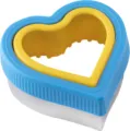 Heart shaped plastic cookie cutter baking mold blue and yellow pastry tool variant - Heart