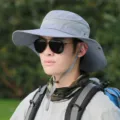 Men's grey summer bucket hat, wide brim outdoor sun protection fishing and hiking cap. - Adjustable (55-60cm) / Camouflage Light Gray