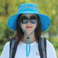 Blue outdoor sun protection bucket hat for women summer travel fishing hiking wide brim - Adjustable (55-59cm) / Outdoor Royal Blue