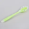 Silicone pasta spoon kitchen tool, non-stick spaghetti server with hanging hole, light green - Translucent Green Pasta Server