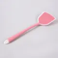 Pink silicone cooking spatula, translucent kitchen utensil with hanging hole design. - Translucent Red Wok Spatula