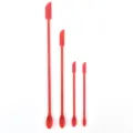 Ensemble de mini spatules doubles en silicone rouge, outil de maquillage et pot 4pcs - Set de 4 pièces / Rouge