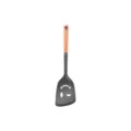 Silicone cooking spatula with wooden handle and cute smiley face design, heat resistant. - Smiley Face Slotted Turner