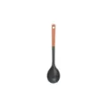 Silicone soup ladle with wooden handle, heat-resistant non-stick kitchen cooking spoon tool. - Solid Spoon