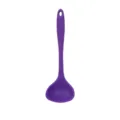 Ergonomic purple silicone soup ladle for kitchen cooking, heat-resistant and durable tool. - Purple