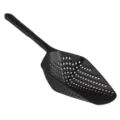 Black plastic kitchen slotted spoon ice strainer colander scoop with handle for cooking - Black