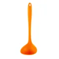 Orange silicone soup ladle kitchen tool, high temperature resistant cooking utensil with hole. - Orange