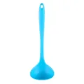 Blue silicone soup ladle kitchen cooking utensil heat resistant large spoon with hanging hole - Blue