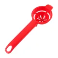 Red plastic egg white separator kitchen tool with long handle and hanging hole for baking. - Red
