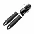 Abrelatas manual de acero inoxidable con mango negro ergonómico para cocina, duradero. - Envase tipo bolsa