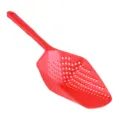 Red plastic kitchen slotted spoon colander strainer scoop with handle for cooking draining - Red