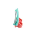Pelador de dedos ergonómico en turquesa y rosa, utensilio de cocina con cuchilla de acero. - Naranja