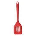 Red silicone slotted spatula for non-stick cookware, heat resistant kitchen cooking tool. - S / Red