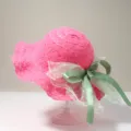 Kinder rosa Strohhut Sommer niedliche Spitzen Strandkappe mit gruener Schleife fuer Maedchen - Verträumte Schleife / Größe 50 (1-3 Jahre) / Fuchsia