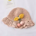 Joli chapeau de paille bébé été enfant chapeau de soleil tissé nœud cerise casquette - Bonnet en tricot couleur fromage à oreilles de lapin / Rose