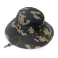 Camouflage bucket hat for men summer outdoor fishing sun protection wide brim breathable cap. - Adjustable (55-60cm) / Mesh Top Camouflage Dark Green