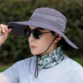 Mens wide brim sun hat with mesh breathable design for outdoor fishing hiking and daily wear - Adjustable (55-60cm) / Solid Color Arc Mesh Hat - Dark Grey