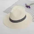 Chapeau de paille homme été protection solaire extérieur pêche chapeau de plage stylé - Taille Unique 56-58cm / Beige