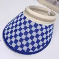 Visière de soleil vide à carreaux bleu et blanc, chapeau de plage d'été élégant. - Carreaux bleu roi et blanc