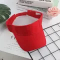 Visière de soleil rouge unie, design vide respirant pour le sport, la course, les voyages. - Réglable / Rouge