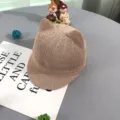 Berretto in maglia per bambini orecchie di gatto estate protezione solare cappello traspirante - Rosa chiaro