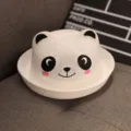 Chapeau de soleil bébé panda mignon chapeau de paille été respirant pour enfant - Tour de tête 48 cm / Référence 6-18 mois + Taille unique / Modèle ours lune blanc