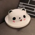 Joli chapeau de soleil panda pour bébé été respirant blanc tricoté variante de casquette - Tour de tête 48 cm / Référence 6-18 mois + Taille unique / Langue tirée blanc