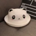 Bébé chapeau de soleil blanc été respirant design panda mignon protection solaire - Tour de tête 48 cm / Référence 6-18 mois + Taille unique / Ours yeux en cœur blanc