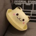 Joli chapeau de soleil bébé jaune chapeau de paille tricoté respirant avec oreilles d'ours pour l'été - Tour de tête 48 cm / Référence 6-18 mois + Taille unique / Style chiot beige