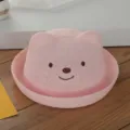 Schattige roze berenoor baby zonnehoed, ademende geweven visserhoed voor peuters. - 3-8 maanden (omtrek 46) + one size / Roze