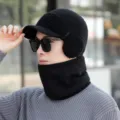 Schwarze Winter warme Strickmütze und Nackenwärmer Set für Damen und Herren Outdoor. - Einheitsgröße / Schwarz