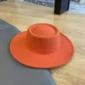 Oranje wollen vilt platte top fedora hoed, stijlvolle dames herfst winter jazz pet. - M (56-58cm) / Oranje