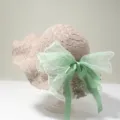 Kinder Spitzen Sonnenhut mit grunem Schleife, schöner Sommer Madchen Prinzessin Hut. - Verträumte Schleife / Größe 50 (1-3 Jahre) / Grau