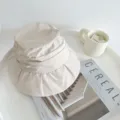 Japanese style casual pleated bucket hat, sun protection foldable summer hat for women. - M (56-58cm) / Off White
