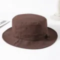 Brauner Baumwoll-Fischerhut für Herren und Damen, ideal für Outdoor Sonnenschutz und sommerliche Reise. - Verstellbar (55-60cm) / Kaffeebraun