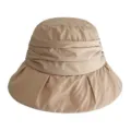 Khaki Japanese Pleated Bucket Hat, Sun Protection Sunshade Basin Hat for Spring and Summer. - M (56-58cm) / Khaki