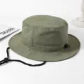 Grüner Outdoor-Anglerhut für den Sommer, Sonnenschutz-Fischerhut für Reisen und Freizeit - Verstellbar (55-60cm) / Armeegrün