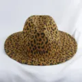Γυναικείο καπέλο fedora από μαλλί με λεοπάρ φθινόπωρο χειμώνας ρετρό φαρδύ γείσο - Ρυθμιζόμενο / Καπέλο Jazz Fedora / Χακί