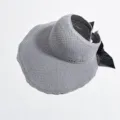 Grey empty top sun visor hat for women summer UV protection wide brim foldable beach cap - Gray