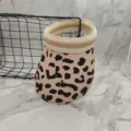 Leopard print straw sun visor hat, empty top woven summer beach cap for women outdoor travel. - Adjustable (Fork Style, Fits Head 54-60cm) / Light Pink