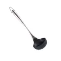 Stainless steel handle silicone soup ladle kitchen tool detail, durable non-stick cookware item. - Soup Spoon / Black