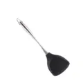 Silicone spatula detail view, flexible non-stick turner with stainless steel handle. - Chinese Spatula / Black