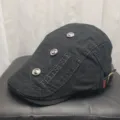 Black retro ivy cap for men and women, fashion cotton flat cap with metal buttons and letters. - Adult Adjustable Circumference (56-59cm) / Black