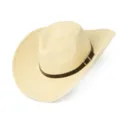 Sombrero de vaquero de paja para hombre sombrero de sol de playa con banda de cuero marrón - Talla única / Estilo Regular Beige