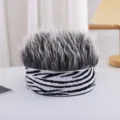 Chapeau perruque fantaisie pour enfants avec bande zébrée bonnet stylé danse hip hop cheveux - 3 ans - Adulte (haute élasticité) + Taille unique / Rayures noires et blanches - Cheveux gris