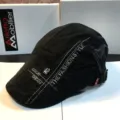 Men black denim flat cap spring autumn casual ivy cap fashion beret hat with embroidery - S (54-57cm) / Black Beret