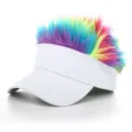 Novelty colorful hair sun visor hat, funny spiked wig baseball cap for outdoor party and summer. - Adjustable / White Cap Colorful Wig