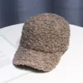 Braune Teddyfell Baseballkappe Damen, kuschelige Fleece Wintermütze, einfarbige warme Mütze. - Verstellbar / Grau