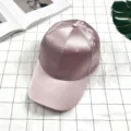 Pink satin baseball cap for women, stylish summer sun protection solid color hat. - Adjustable / Pink